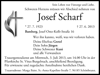 Anzeige von Josef Scharf von MGO