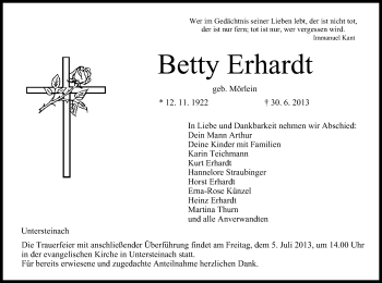 Anzeige von Betty Erhardt von MGO