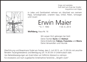 Anzeige von Erwin Maier von MGO