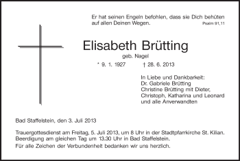 Anzeige von Elisabeth Brütting von MGO