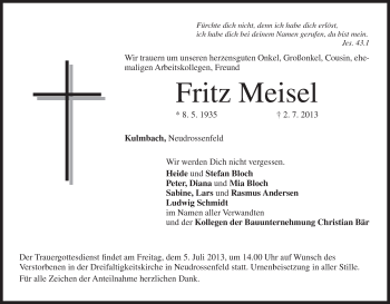 Anzeige von Fritz Meisel von MGO