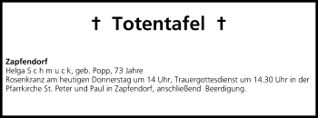 Anzeige von Totentafel vom 04.07.2013 von MGO