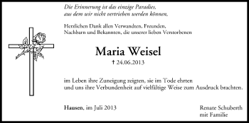 Anzeige von Maria Weisel von MGO