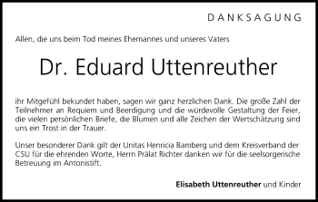 Anzeige von Eduard Uttenreuther von MGO