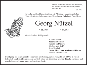 Anzeige von Georg Nützel von MGO