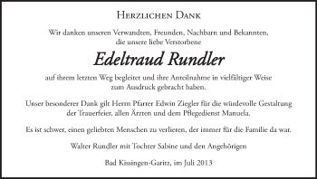 Anzeige von Edeltraud Rundler von MGO