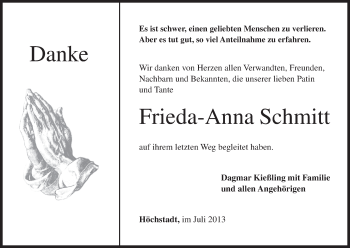 Anzeige von Frieda-Anna Schmitt von MGO