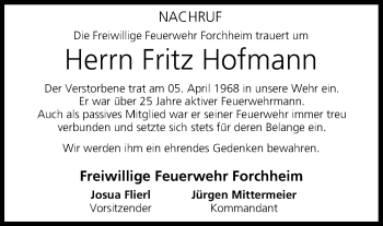 Anzeige von Fritz Hofmann von MGO