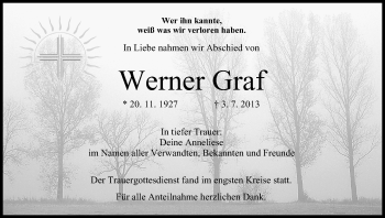 Anzeige von Werner Graf von MGO