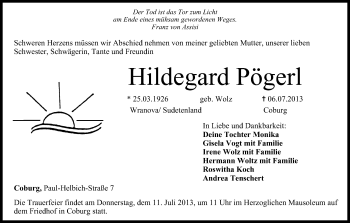 Anzeige von Hildegard Pögerl von MGO