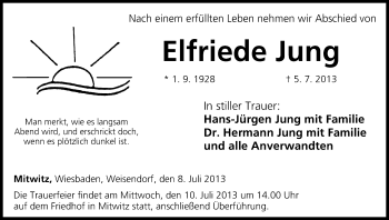 Anzeige von Elfriede Jung von MGO