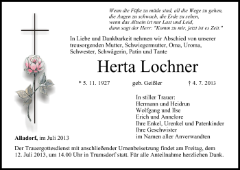 Anzeige von Herta Lochner von MGO