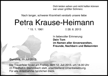 Anzeige von Petra Krause-Heimann von MGO