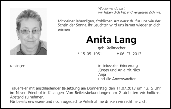 Anzeige von Anita Lang von MGO