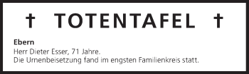 Anzeige von Totentafel vom 09.07.2013 von MGO