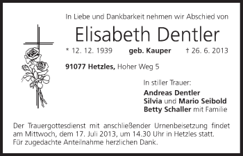 Anzeige von Elisabeth Dentler von MGO