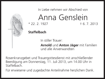 Anzeige von Anna Genslein von MGO