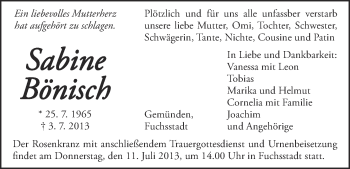 Anzeige von Sabine Bönisch von MGO