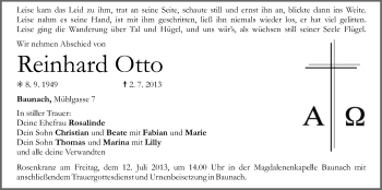 Anzeige von Reinhard Otto von MGO