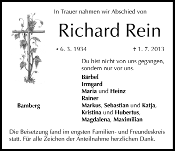 Anzeige von Richard Rein von MGO
