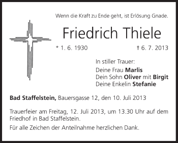 Anzeige von Friedrich Thiele von MGO