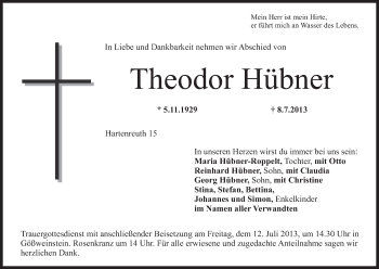 Anzeige von Theodor Hübner von MGO