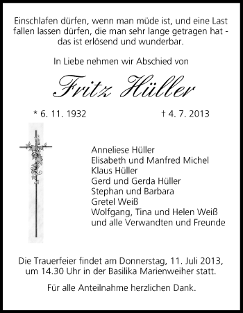 Anzeige von Fritz Hüller von MGO