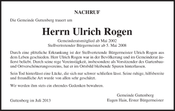 Anzeige von Ulrich Rogen von MGO