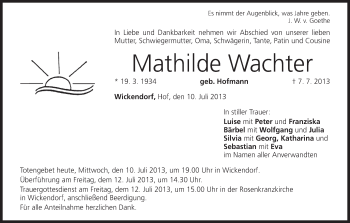 Anzeige von Mathilde Wachter von MGO