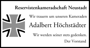 Anzeige von Adalbert Höchstädter von MGO