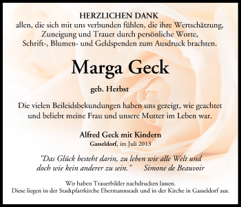 Anzeige von Marga Geck von MGO