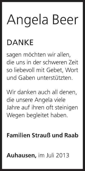 Anzeige von Angela Beer von MGO