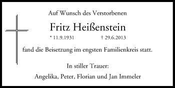 Anzeige von Fritz Heißenstein von MGO