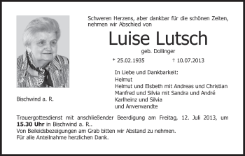 Anzeige von Luise Lutsch von MGO