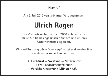 Anzeige von Ulrich Rogen von MGO