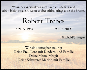 Anzeige von Robert Trebes von MGO