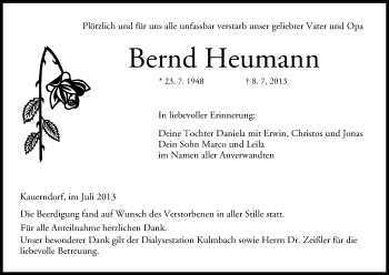 Anzeige von Bernd Heumann von MGO