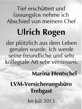 Anzeige von Ulrich Rogen von MGO