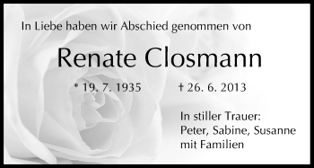Anzeige von Renate Closmann von MGO