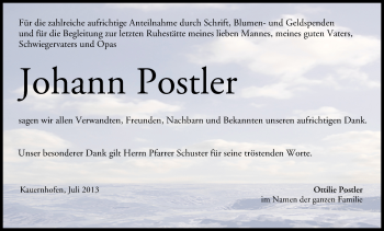 Anzeige von Johann Postler von MGO