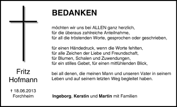 Anzeige von Fritz Hofmann von MGO