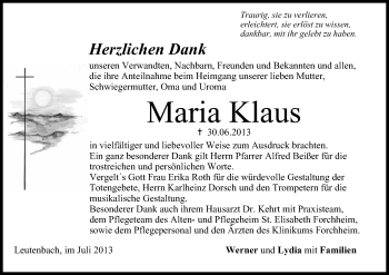 Anzeige von Maria Klaus von MGO