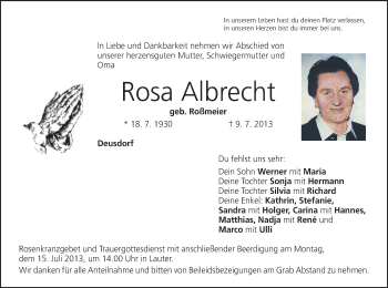 Anzeige von Rosa Albrecht von MGO