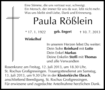 Anzeige von Paula Rößlein von MGO