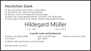 Anzeige von Hildegard Müller von MGO