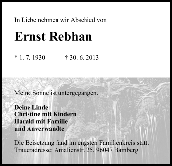 Anzeige von Ernst Rebhan von MGO