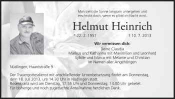 Anzeige von Helmut Heinrich von MGO