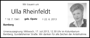 Anzeige von Ulla Rheinfeldt von MGO