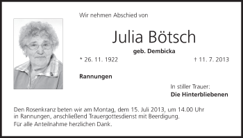 Anzeige von Julia Bötsch von MGO