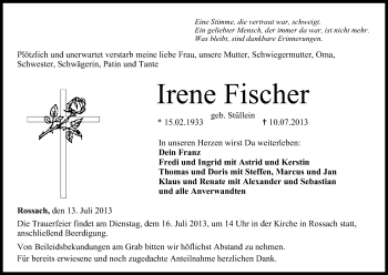 Anzeige von Irene Fischer von MGO
